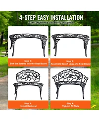 Vevor Outdoor Bench 38.8in Metal Garden Bench 480lbs Park Patio Yard Porch Bench