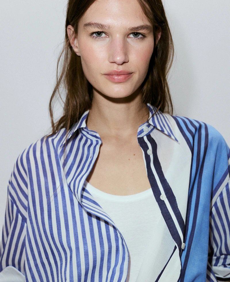Mango Women's Cotton Striped Shirt