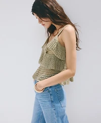 Mango Women's Ruffled Crocheted Top