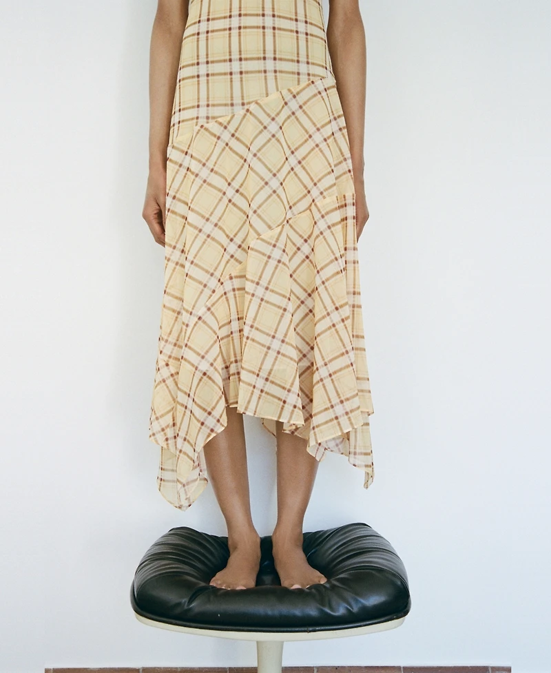 Mango Women's Check Asymmetrical Dress