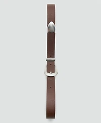 Mango Women's Metal Detail Leather Belt