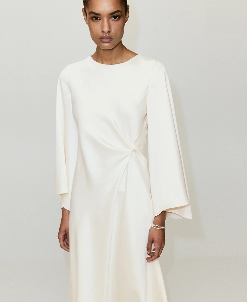Mango Women's Ruched Satin Dress