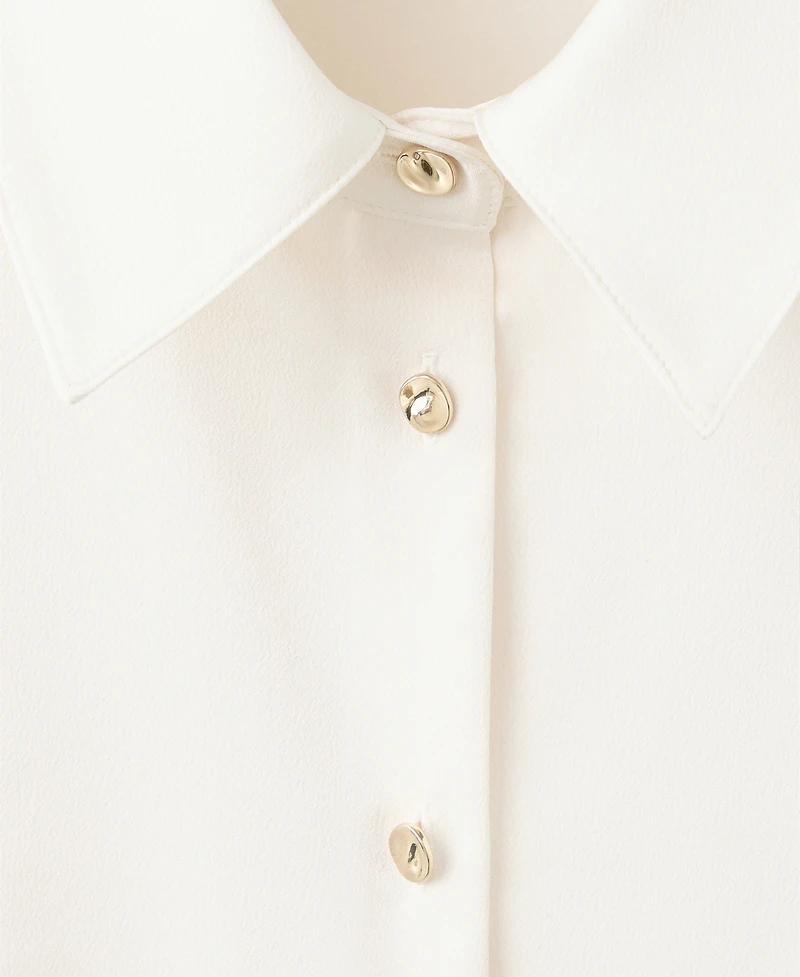 Mango Women's Satin Finish Flowy Shirt