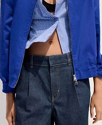 Mango Women's Mid-Rise Pleats Denim Bermuda Shorts
