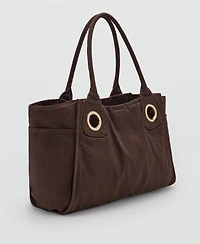 Mango Women's Eyelets Canvas Bag