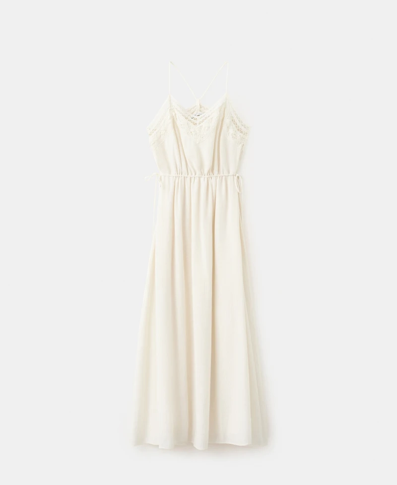 Mango Women's Openwork Embroidery Crinkled Dress