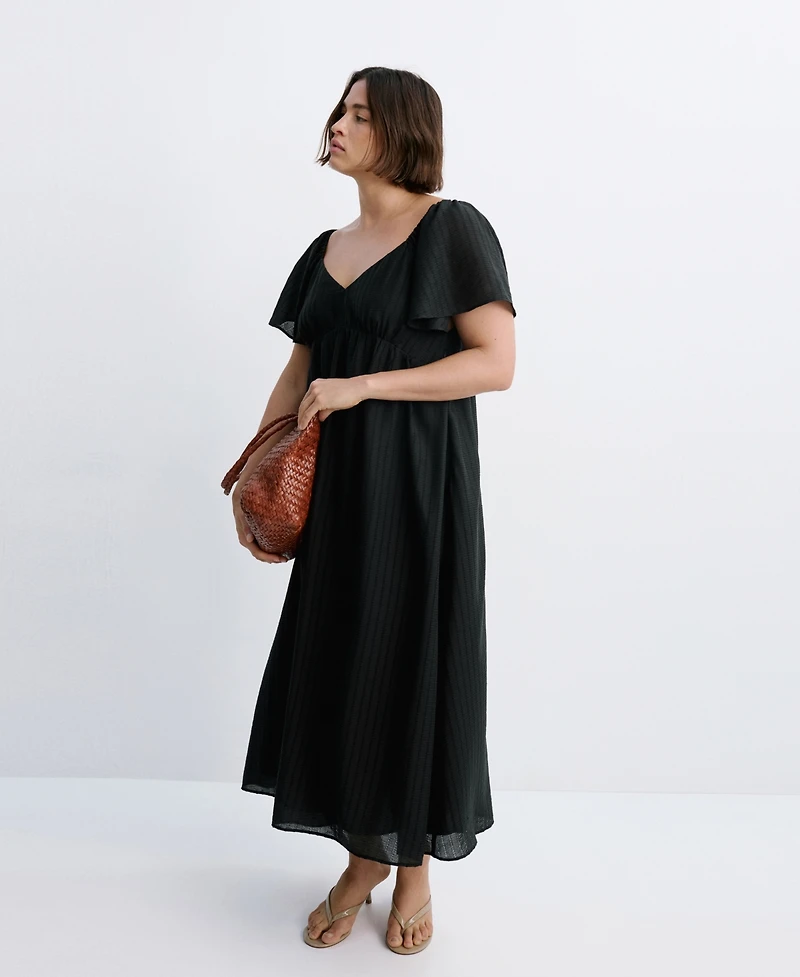 Mango Women's Gathered Detail Textured Dress