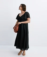 Mango Women's Gathered Detail Textured Dress