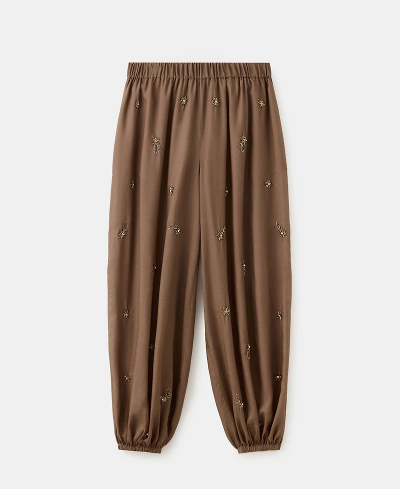 Mango Women's Embroidered Appliques Balloon Pants