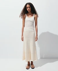 Mango Women's Wavy Stitching Detail Knit Skirt