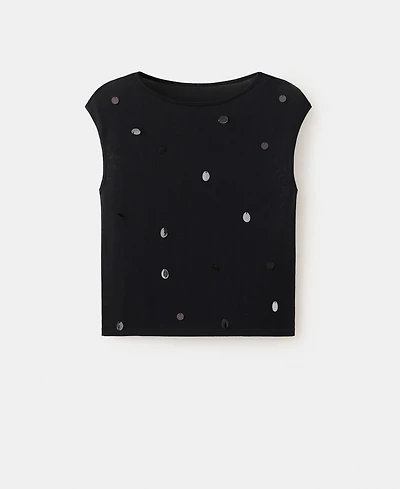 Mango Women's Short-Sleeve Sequined Top