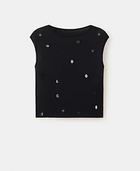 Mango Women's Short-Sleeve Sequined Top