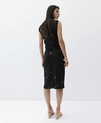 Mango Women's Fine-Knit Sequined Skirt