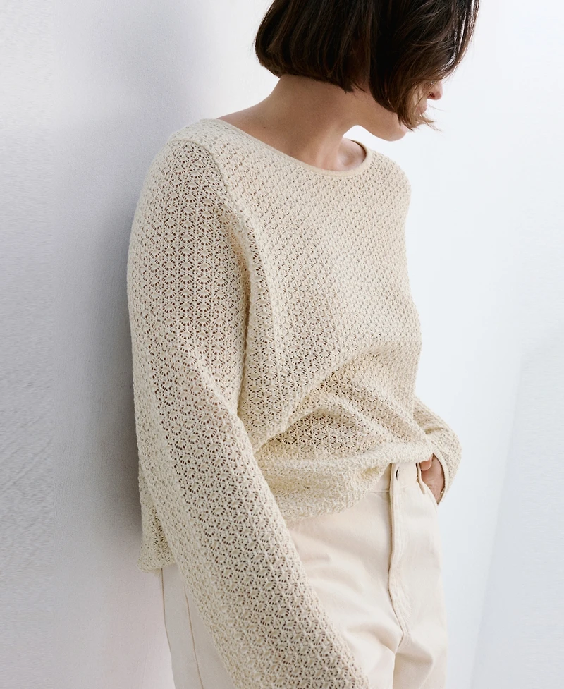 Mango Women's Open-Knit Lurex Sweater