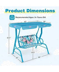 Slickblue Kids Patio Swing Chair with Metal Stand and Adjustable Canopy for 2