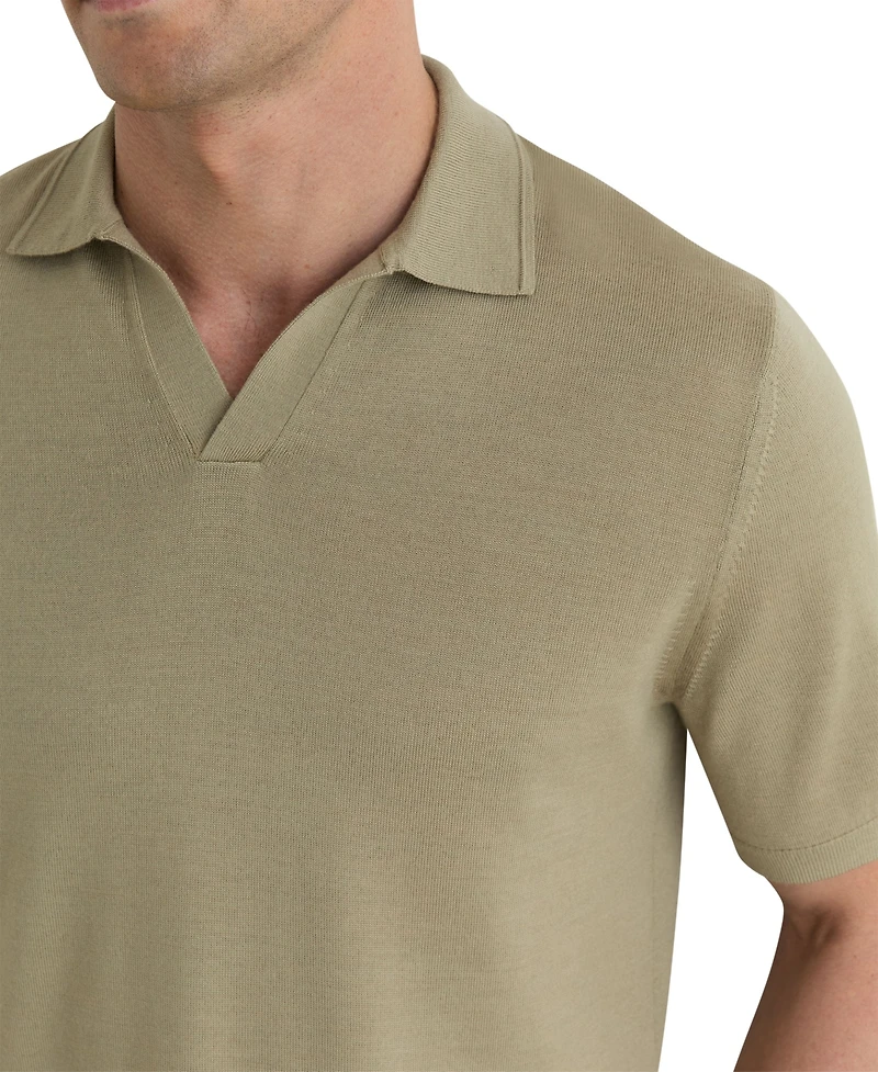 Reiss Men's Duchie Merino Wool Open-Collar Polo Shirt