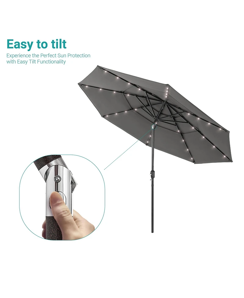 Sonkuki Enhance Your Outdoor Oasis with 10Feet Led 3-layer Patio Umbrella - Stylish, Durable, and Sun-Protective!