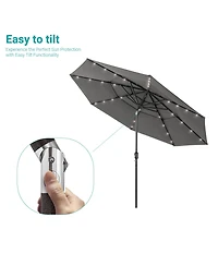 Sonkuki Enhance Your Outdoor Oasis with 10Feet Led 3-layer Patio Umbrella - Stylish, Durable, and Sun-Protective!