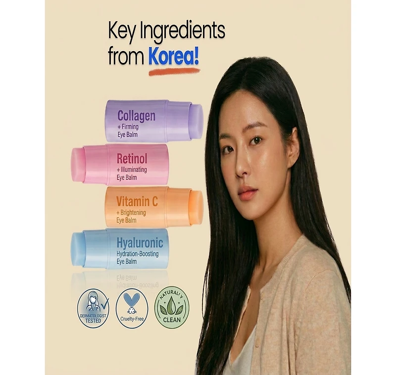 Lovery 4-Step Korean Eye Balm Collection - Korean Skin Care Complete Under-Eye Renewal Set