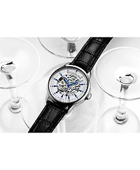 Stuhrling Men's Automatic Skeleton Watch 44mm Leather Strap