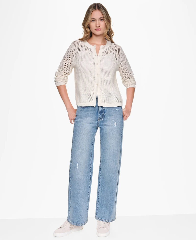 Dkny Jeans Women's Baby Chenille Open-Stitch Long-Sleeve Cardigan