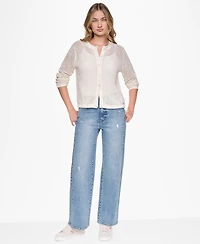 Dkny Jeans Women's Baby Chenille Open-Stitch Long-Sleeve Cardigan