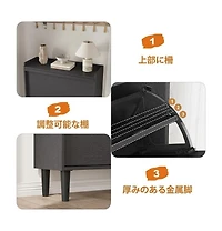 homfan 2 Flip Drawer Shoe Cabinet with Adjustable Shelf, Hidden Entryway Storage for Hallway, Living Room, Black or Oak Tone