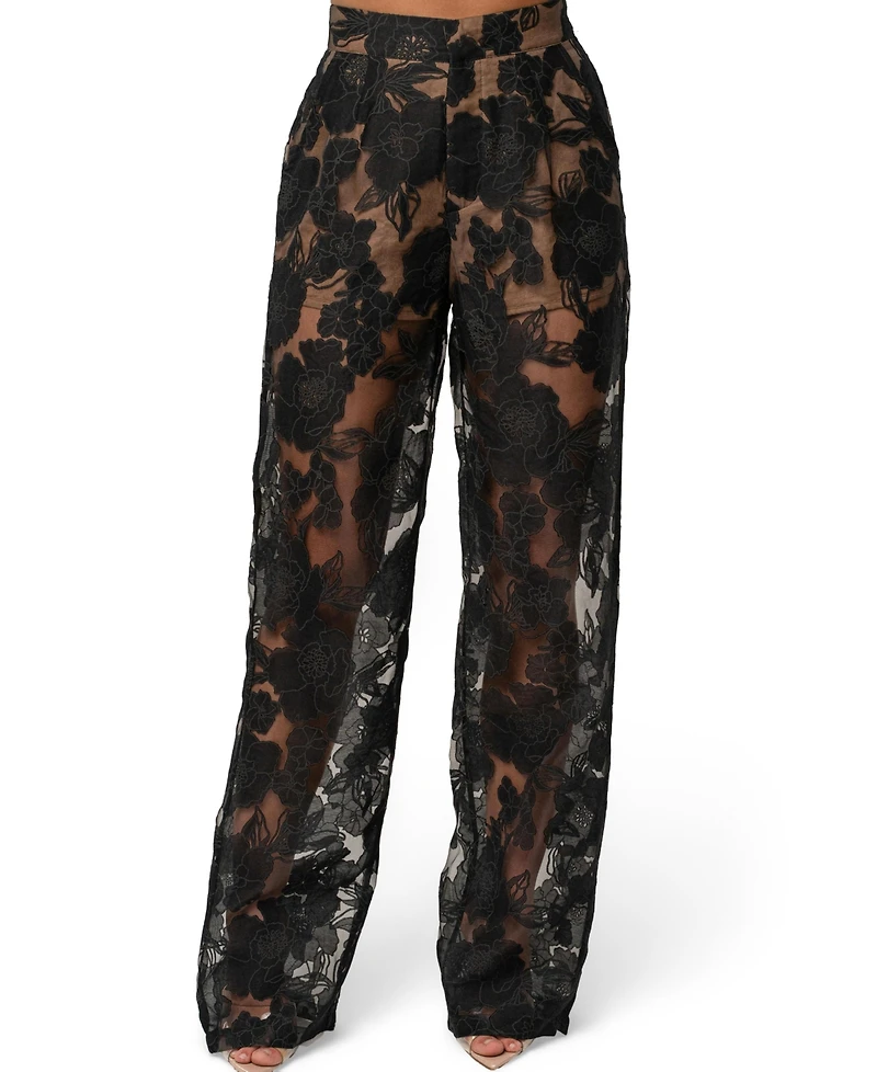 Jluxlabel Women's Organza Floral Pant