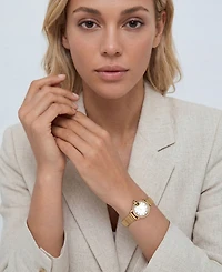 Adornia Women's Gold London White Face Watch