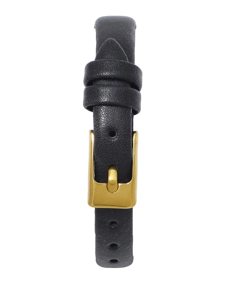 Adornia Women's Gold Geneva Black Leather Band and Black Face Watch