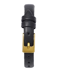 Adornia Women's Gold Geneva Black Leather Band and Black Face Watch