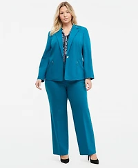 Kasper Plus Notch-Collar Single-Button Blazer
