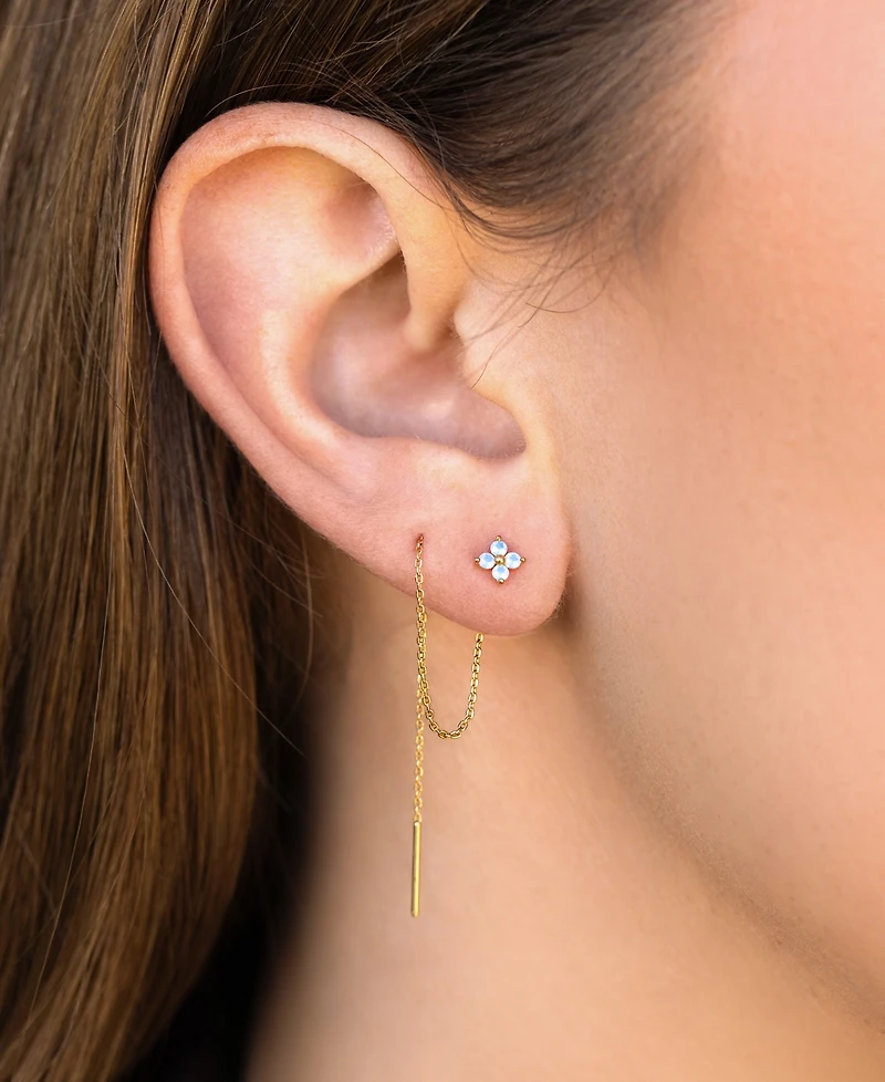 Girls Crew Crystal Blue Blossom Threader Earrings