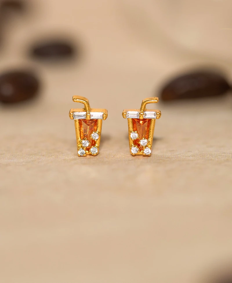 Girls Crew Crystal Iced Coffee Stud Earrings