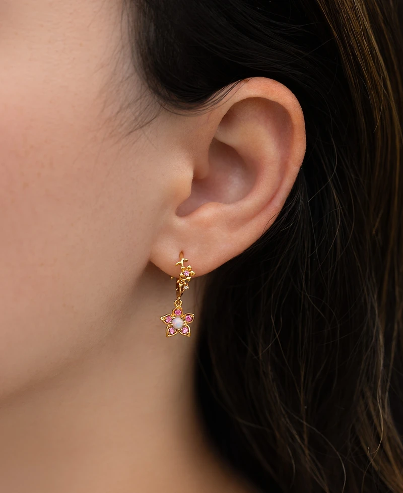 Girls Crew Crystal Disney Princess Mulan Flower Hoop Earrings
