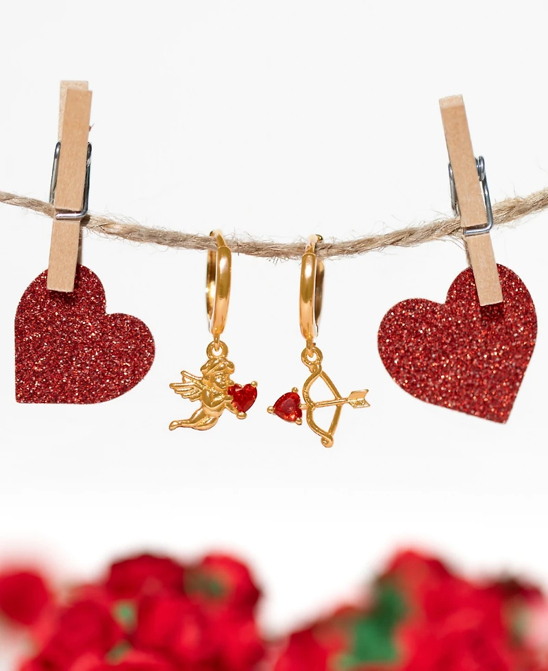 Girls Crew Crystal Cupid's Match Dangle Hoop Earrings