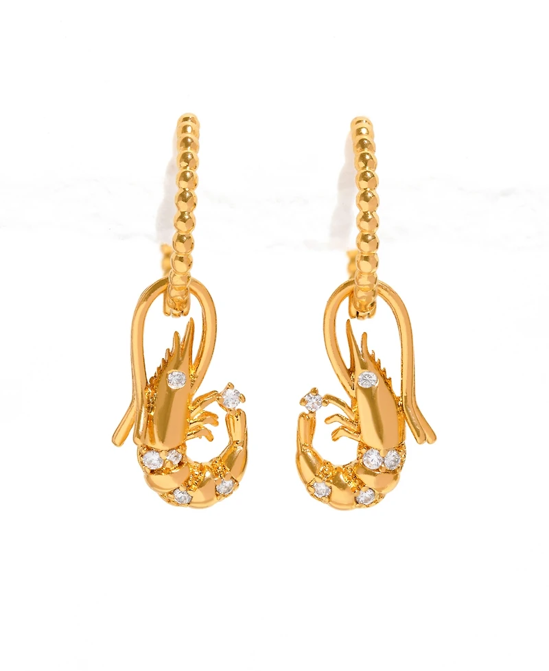 Girls Crew Crystal Shrimp Basket Detachable Hoop Earrings