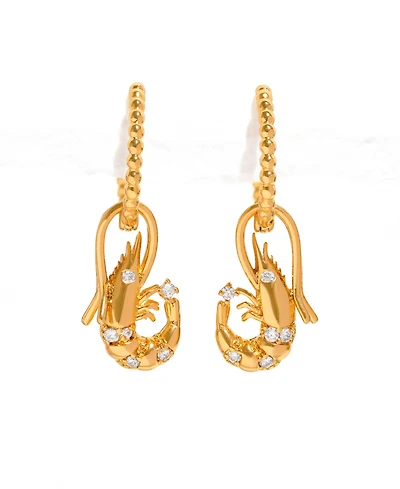 Girls Crew Crystal Shrimp Basket Detachable Hoop Earrings