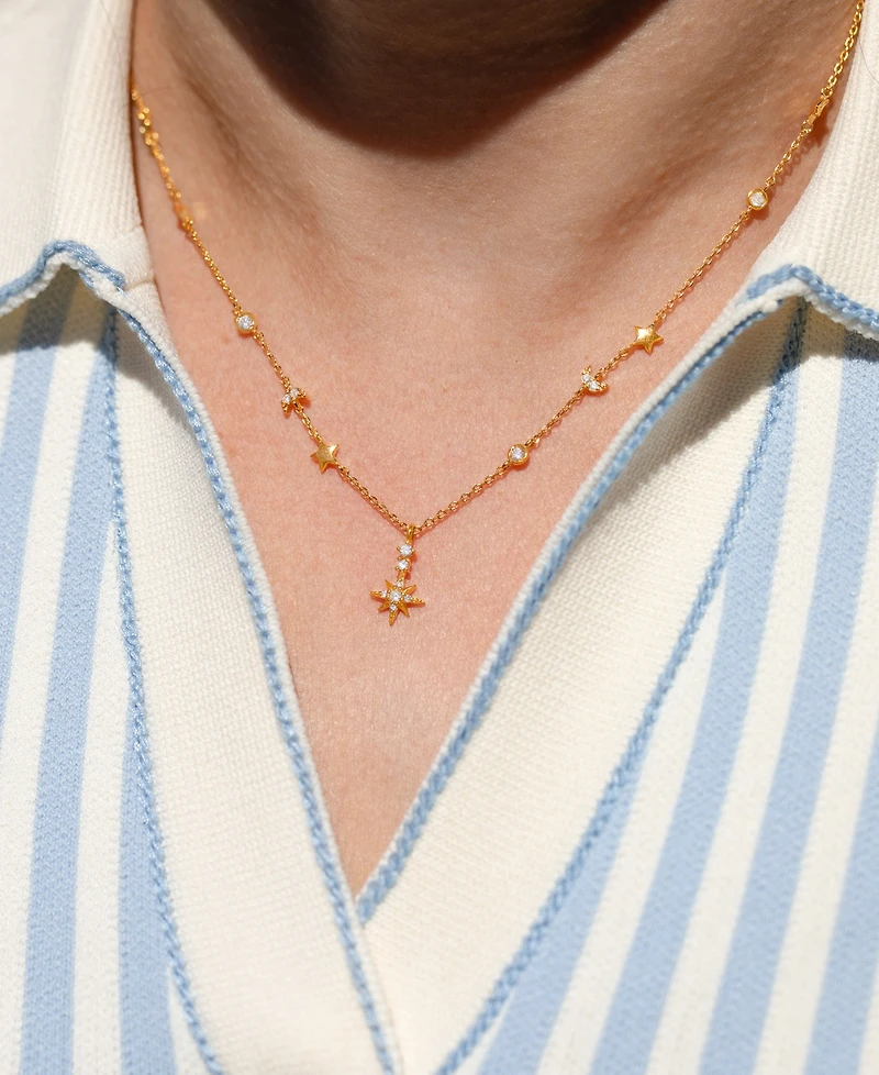 Girls Crew Gold-Plated Crystal Starbeam Necklace