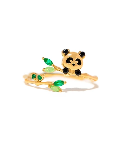 Girls Crew Crystal Lucky Panda Adjustable Ring