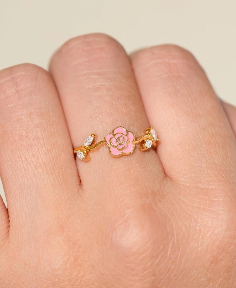 Girls Crew Gold-Plated Crystal Rosebud Ring