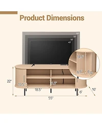 Slickblue Mid-Century Curved Tv Stand for TVs up to 60 Inches