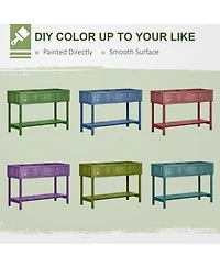 Outsunny Wooden Raised Garden Bed with 8 Slots, Elevated Planter Box Stand with Open Shelf for Limited Garden Space to Grow Herbs, Vegetables, and Flo