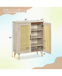 Slickblue Rattan Shoe Storage Cabinet 5-Tier with Adjustable Interior Shelves