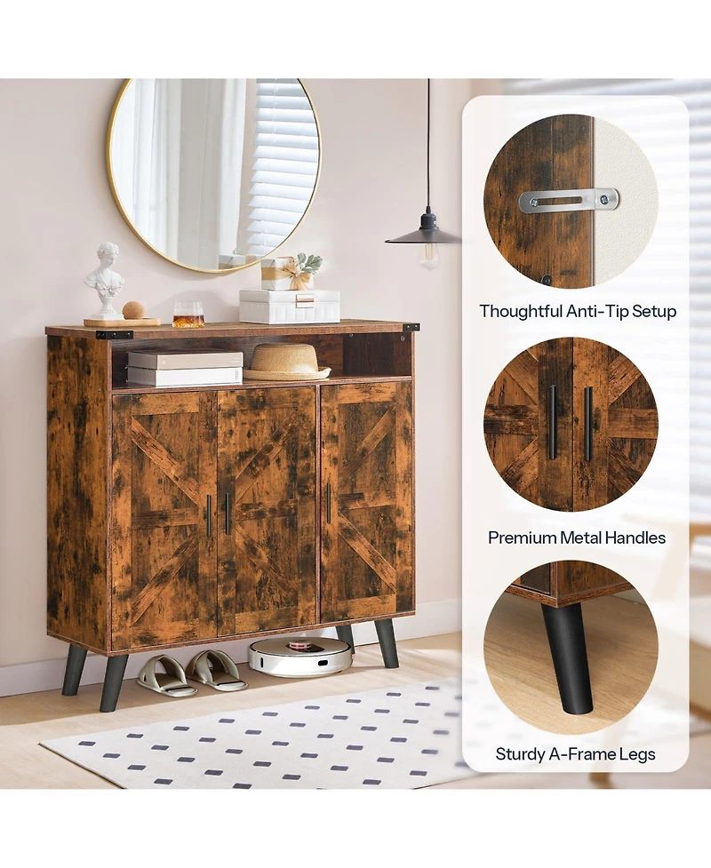 Slickblue Wooden Shoe Cabinet for Entryway with 3 Door Storage