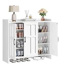 Slickblue 3-Door Wooden Shoe Storage Cabinet 42.1" for Entryway
