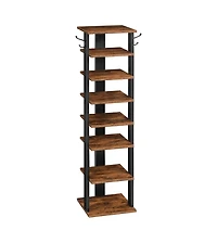 Slickblue Entryway 8-Tier Wooden Shoe Rack with Hooks