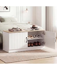 Slickblue Shoe Storage Bench with 2 Doors and Adjustable Shelves for Entryway