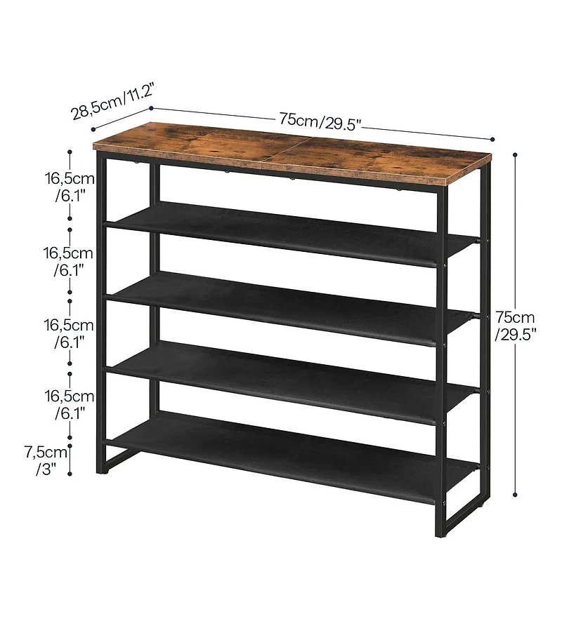 Slickblue Shoe Rack 5-Tier Storage Organizer with Oxford Cloth Shelves