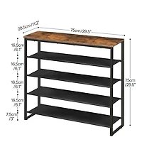 Slickblue Shoe Rack 5-Tier Storage Organizer with Oxford Cloth Shelves